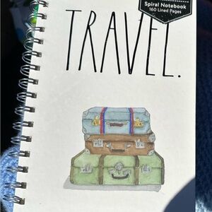Rae Dunn Travel Spiral Notebook - White with Multicolor Suitcases